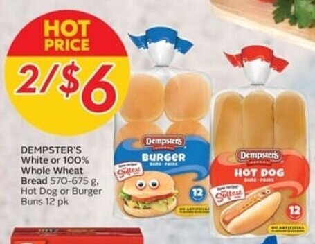 Safeway DEMPSTER'S White or 100% Whole Wheat Bread 570-675 g. offer