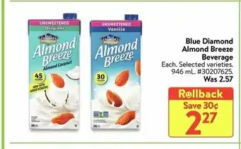 Walmart Blue diamond almond breeze beverage offer