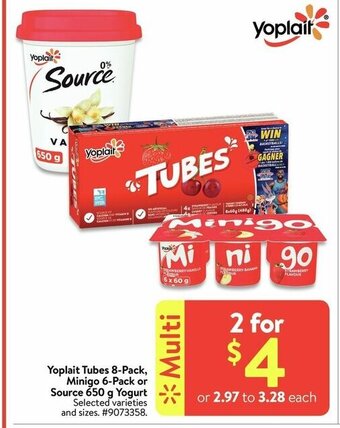 Walmart Yoplait tubes 8-pack offer