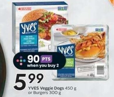Safeway YVES Veggie Dogs 450 g or Burgers 300 g offer