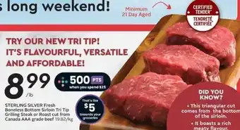 Safeway STERLING SILVER Fresh Boneless Bottom Sirloin Tri Tip Grilling Steak 19.82 kg offer