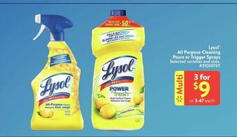 Walmart Lysol all purpose cleaning pours or trigger sprays offer