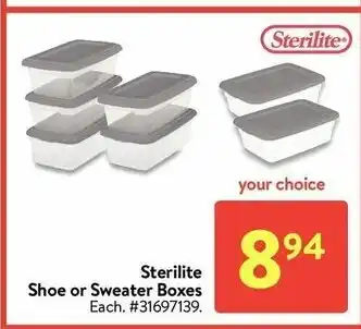 Walmart Sterilite shoe or sweater boxes offer
