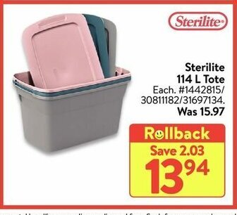 Walmart Sterilite 114 l tote offer