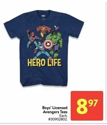 Walmart Boys' licensed avengers tees offer