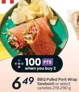 Safeway BBQ Pulled Pork Wrap Sandwich 219-290 g offer