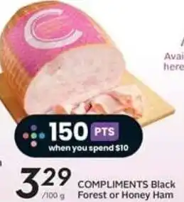 Safeway COMPLIMENTS Black /100 g Forest or Honey Ham offer