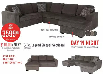The Brick Legend 3-piece right-facing chenille sleeper sectional sofa - pewter offer