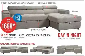 The Brick Savvy 2-piece right-hand linen-look fabric sleeper sectional offer
