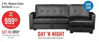 The Brick Weston 2-piece leather-look fabric right-facing futon sectional - black offer