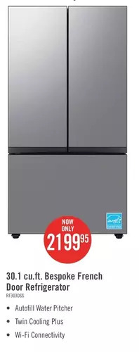 The Brick Samsung bespoke 30 cu. ft. french-door refrigerator - rf30bb6200qlaa offer