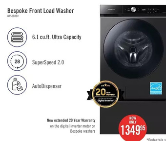 The Brick Samsung bespoke 6.1 cu. ft. smart front-load washer - wf53bb8700avus offer