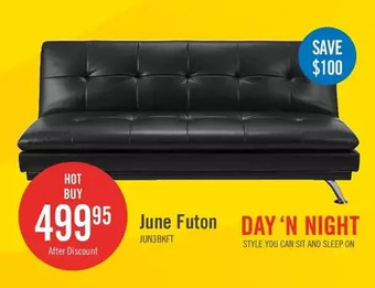 The Brick June leather-look fabric futon - black offer