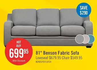 The Brick Benson linen-look fabric sofa - grey offer