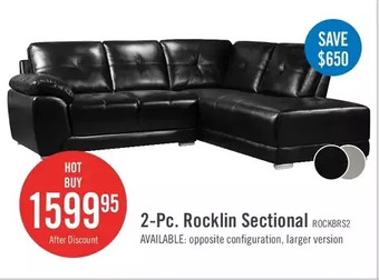 The Brick Rocklin 2-piece leather-look fabric right-facing sectional - black offer