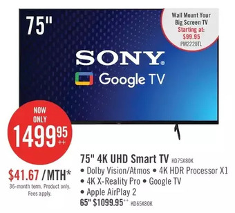 The Brick Sony bravia 65 x80k 4k hdr led smart google tv offer