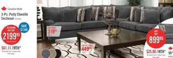 The Brick Putty 3-piece chenille sectional - grey offer