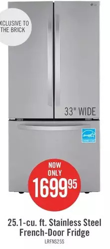 The Brick Lg 25.1 cu. ft. french-door refrigerator - lrfns2503s offer