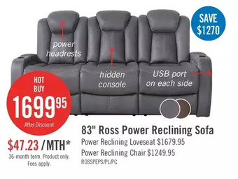 The Brick Ross faux suede power reclining sofa with power headrest - pewter offer