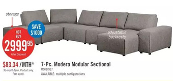 The Brick Modera 7-piece linen-look fabric modular sectional with 1 console - grey offer