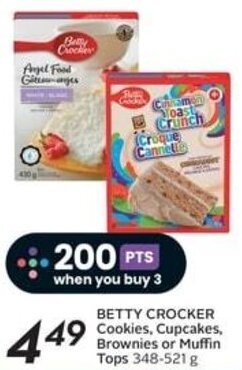 Safeway BETTY CROCKER Cookies, Cupcakes, Brownies or Muffin Tops 348-521 g offer