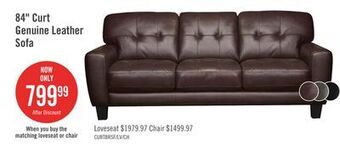 The Brick Curt genuine leather sofa - brown offer