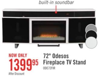 The Brick Odesos 72 tv stand with glass ember firebox and soundbar white offer