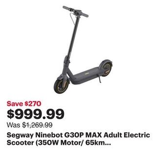 Best Buy Segway ninebot g30p max adult electric scooter (350w motor/ 65km range / 30km/h top speed) - dark grey offer