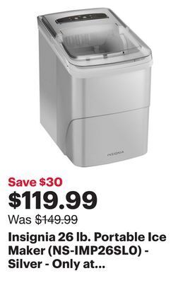 Best Buy Insignia 26 lb. portable ice maker (ns-imp26sl0) - silver - only at best buy offer