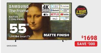 Visions Electronics Samsung the frame native 120hz panel 55 ls03ba smart tv offer