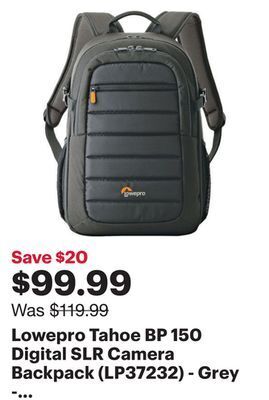 Best Buy Lowepro tahoe bp 150 digital slr camera backpack (lp37232) - grey - only at best buy offer