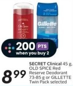 Safeway SECRET Clinical 45 g. OLD SPICE Red Reserve Deodorant offer