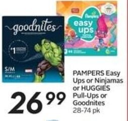 Safeway PAMPERS Easy Ups or Ninjamas or HUGGIES Pull-Ups or Goodnites 28-74 pk offer