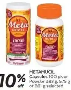 Safeway METAMUCIL Capsules 100 pk or Powder 283 g, 575 g offer