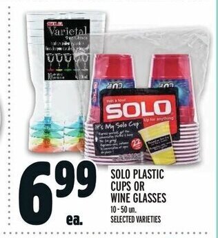 Metro SOLO PLASTIC CUPS OR WINE GLASSES 10-50 un. offer