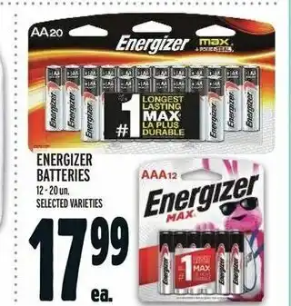 Metro ENERGIZER BATTERIES 12-20 un SELECTED VARIETIES offer