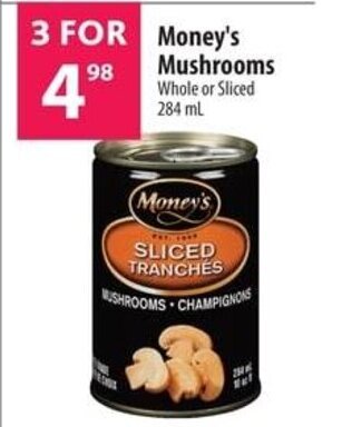 Co-op Money's Mushrooms Whole or Sliced 284 ml offer