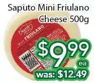 Ample Food Market Saputo mini friulano cheese offer
