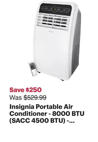 Best Buy Insignia portable air conditioner - 8000 btu (sacc 4500 btu)` offer