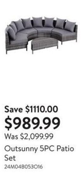 Walmart Outsunny 5PC Patio Set offer