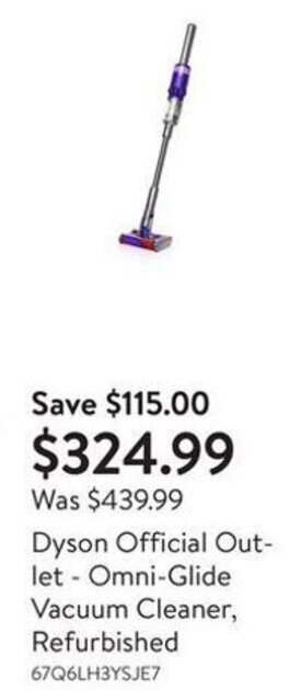 Walmart Dyson Official Outlet - Omni-Glide Vacuum Cleaner, Refurbished offer