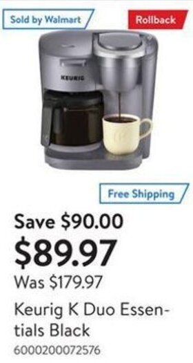 Walmart Keurig K Duo Essen-tials Black offer