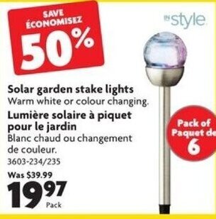 Home Hardware Solar garden stake lights offer