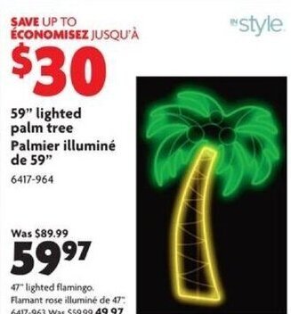 Home Hardware 59" lighted palm tree offer