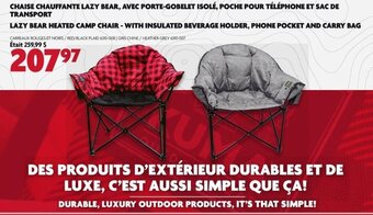 Home Hardware LAZY BEAR HEATED CAMP CHAIR - WITH INSULATED BEVERAGE HOLDER, PHONE POCKET AND CARRY BAG offer