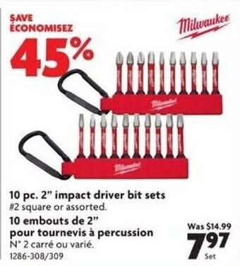 Home Hardware 10 pc. 2" impact driver bit sets offer