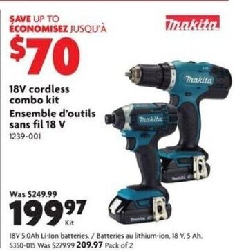 Home Hardware 18V cordless combo kit offer