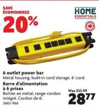 Home Hardware 6 outlet power bar offer