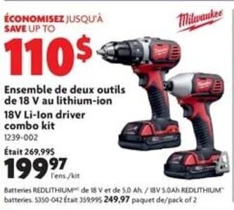 Home Hardware 18V Li-Ion driver combo kit offer