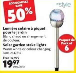 Home Hardware Solar garden stake lights offer